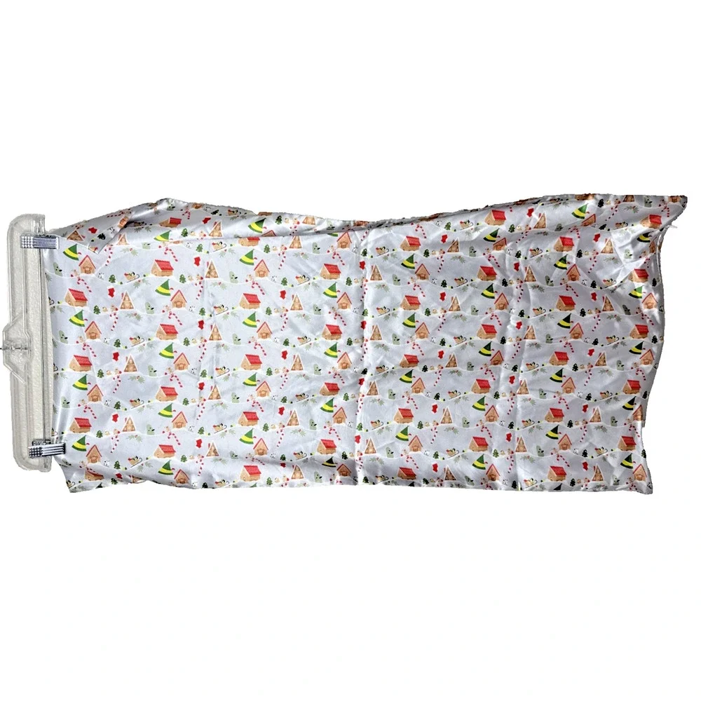 Elf x Kitsch King Size Satin Pillowcase Christmas Holiday Print Zipper Kit.sch
